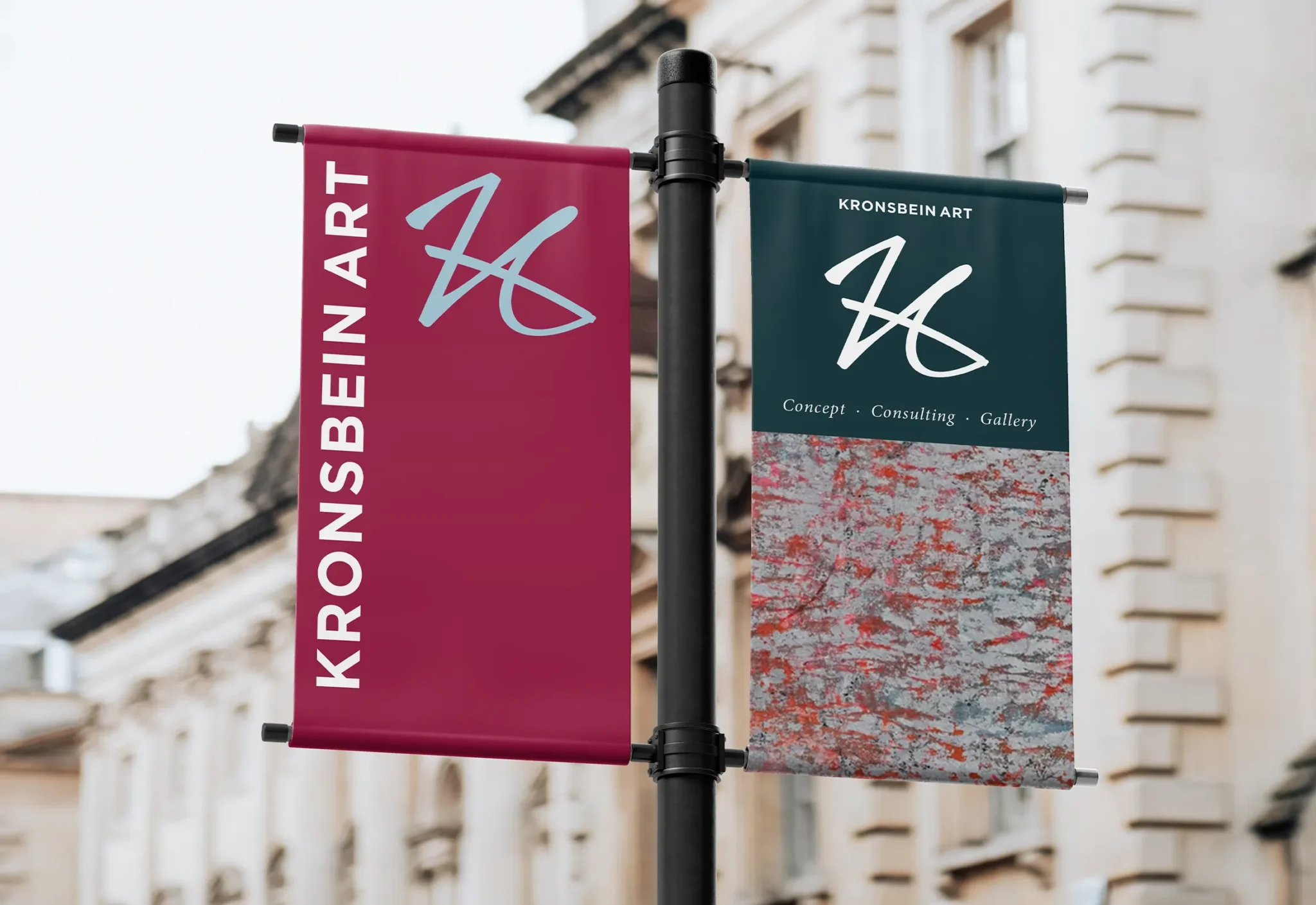 Kronsbein Art Corporate Design Fahnen für eine Ausstellung