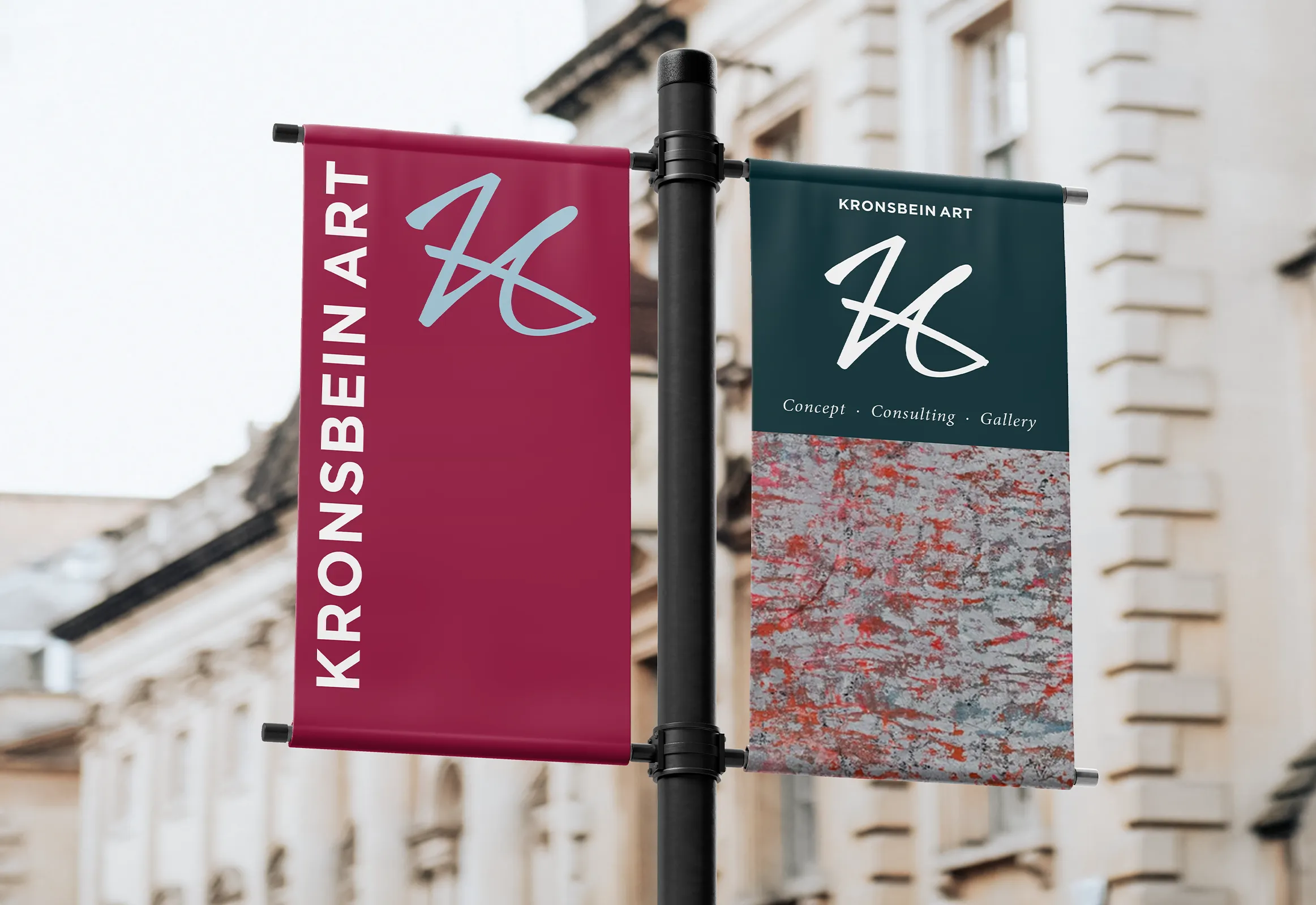 Kronsbein Art Corporate Design Fahnen für eine Ausstellung Kronsbein Art Corporate Design Fahnen für eine Ausstellung