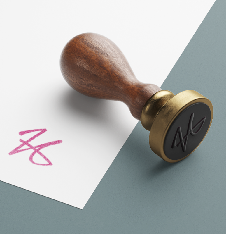 Kronsbein Art Logo Prägestempel mit Signet Kronsbein Art Logo Prägestempel mit Signet